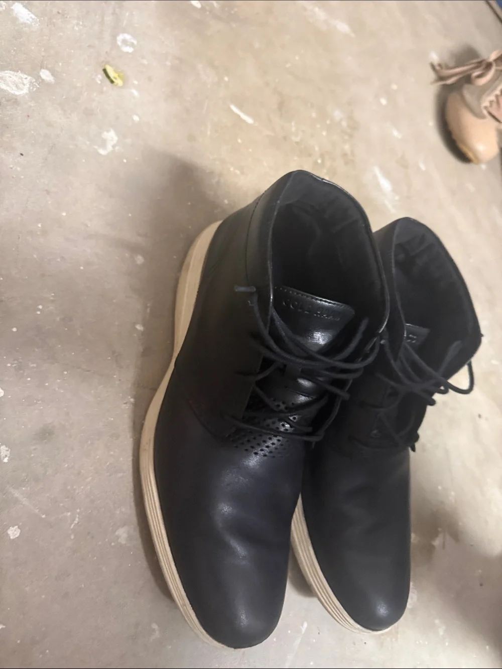 Cole Haan Black Leather Chukka Boots with White Sole